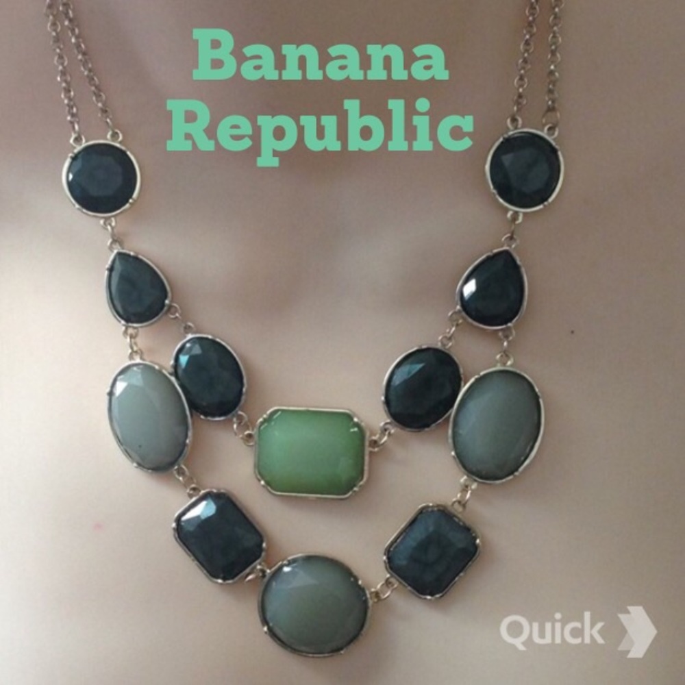 Banana Republic Green and Dark Teal Multi-Stone Statement Necklace